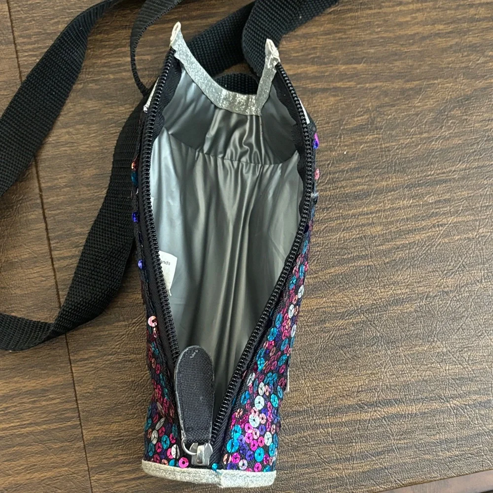 Justice Sequins Insulated Water Bottle Holder Strap Letter M NEW